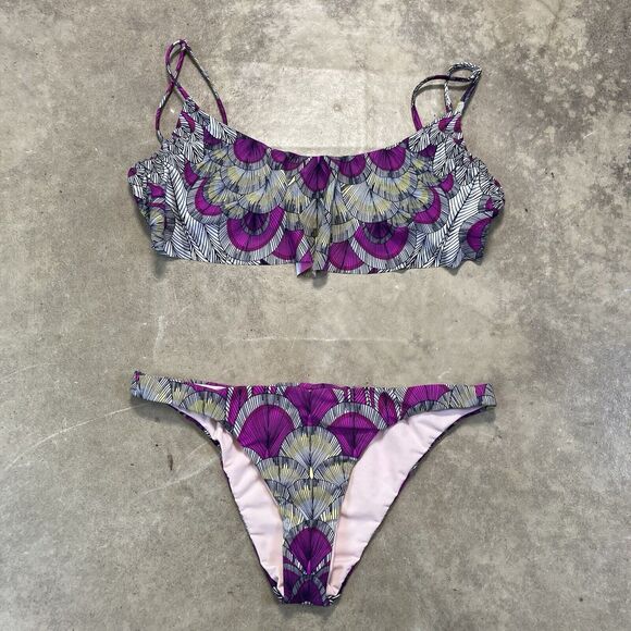 Mara Hoffman Swim Womens L Top M Bottom Bikini USA 2‎ Piece Purple Beachy Resort
